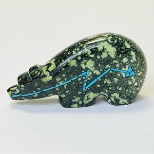 CAMERON KALESTEWA SERPENTINE TURQUOISE BEAR FETISH